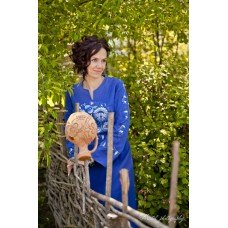 Embroidered dress "Happy Petrykivka" blue