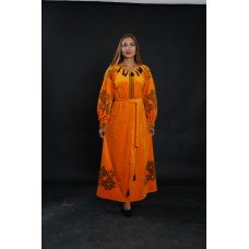Embroidered dress "Velvet Luxury" orange