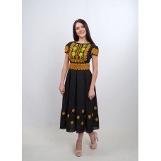 Embroidered dress "Golden Autumn Navy"