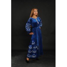 Embroidered dress "Velvet Blue"