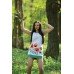 Embroidered dress "Poppies Mini" white