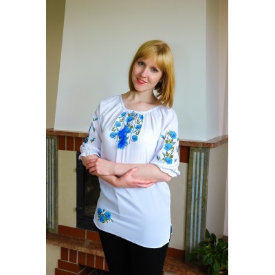 SALE!! Embroidered blouse "Blue Rose Mood", sizes S