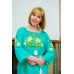 Embroidered dress "White Lilly on Tourquise"