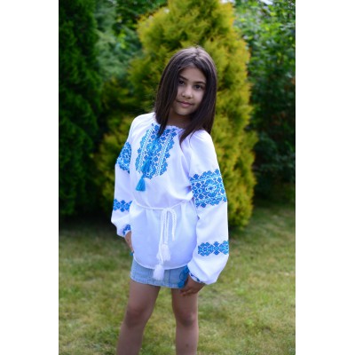 Embroidered blouse for girl "Sky Blue"