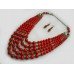 Necklace Namysto and earrings of real corals 5 threads