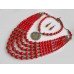 Necklace Namysto of real corals with medallion and earrings set 5+1 threads