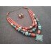 Necklace Zgarda of ceramic beads and cross with Mother Mary