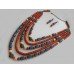 Necklace Korali of ceramic beads red/gray 5 threads