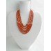 Necklace Korali of ceramic beads red 5 threads 2