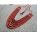 Necklace Korali of ceramic beads red/black 7 threads