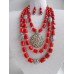 Necklace Dukati and earrings of real coral with decoration 2