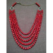 Necklace Namysto of real corals 5 threads with decoration