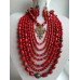 Necklace Namysto and earrings of real different size corals 7+1 threads and bronze cross