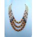 Necklace Patsyorka and earrings of onyx gemstone 3 threads