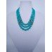 Necklace Patsyorka and earrings of aquamarine gemstone 3 threads
