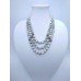 Necklace Patsyorka and earrings of pressed agate gemstone 3 threads