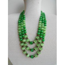 Necklace Patsyorka of cat's eye gemstone 3 threads