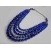 Necklace "Ultramarine" of cat's eye natural gemstone 5 threads