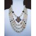 Necklace set Zgarda of white onyx natural gemstone and pendant 3+1 threads