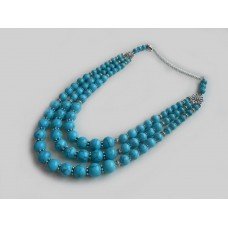 Necklace Namysto of pressed turquoise with medallion set 3 threads