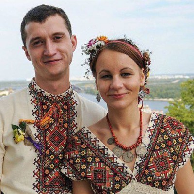 Beads Embroidered Pair of Blouse and Shirt "Perfect Match"