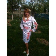 Beads Embroidered Dress "Pink Lillies"