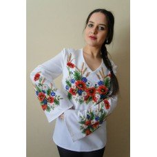 Beads Embroidered Blouse "Wheat&Flowers"