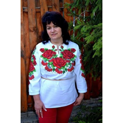 Beads Embroidered Blouse "Winter Roses"