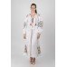 Boho Style Ukrainian Embroidered Maxi Dress White with Blue/Orange Embroidery