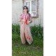 Boho Style Ukrainian Embroidered Maxi Broad Dress Mocco with Red Embroidery