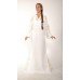 Boho Style Ukrainian Embroidered Maxi Broad Dress White with Golden Embroidery