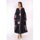 Boho Style Ukrainian Embroidered Maxi Broad Dress Black with Grey/Pink Embroidery