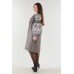 Boho Style Ukrainian Embroidered Classic Grey Dress "Sun"