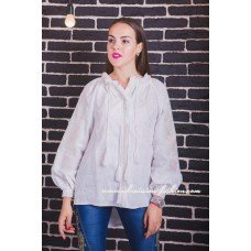 Boho Style Embroidered Blouse White with White Mono Embroidery