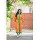 Boho Style Embroidered Loong Dress "Summer Birds" Orange/Green