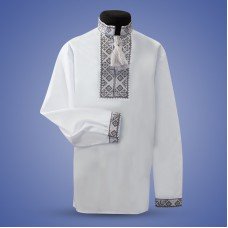 Embroidered shirt for boy "Strict Ornament" gray
