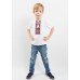 Embroidered t-shirt with short sleeves "Colours" red/white