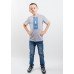 Embroidered t-shirt with short sleeves "Colours" blue/gray