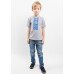Embroidered t-shirt with short sleeves "Colours" blue/gray