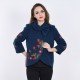 Embroidered coat "Flower Magic" dark blue