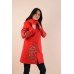 Embroidered coat "Poppy Bouquet" Plus size, red