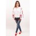 Embroidered blouse "Flower Fantasy" red on white