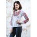 Embroidered blouse "Flower Ornament" Red on White