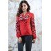 Embroidered blouse "Flower Ornament" White on Red
