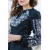 Embroidered blouse "Flower Ornament" White on Black