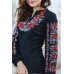 Embroidered blouse "Flower Ornament" Red on Black