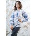 Embroidered blouse "Journey of Rose" Blue on White