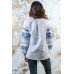 Embroidered blouse "Journey of Rose" Blue on White