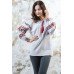 Embroidered blouse "Journey of Rose" Red on White