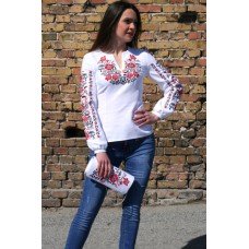 Embroidered blouse "Flower Ornament" red